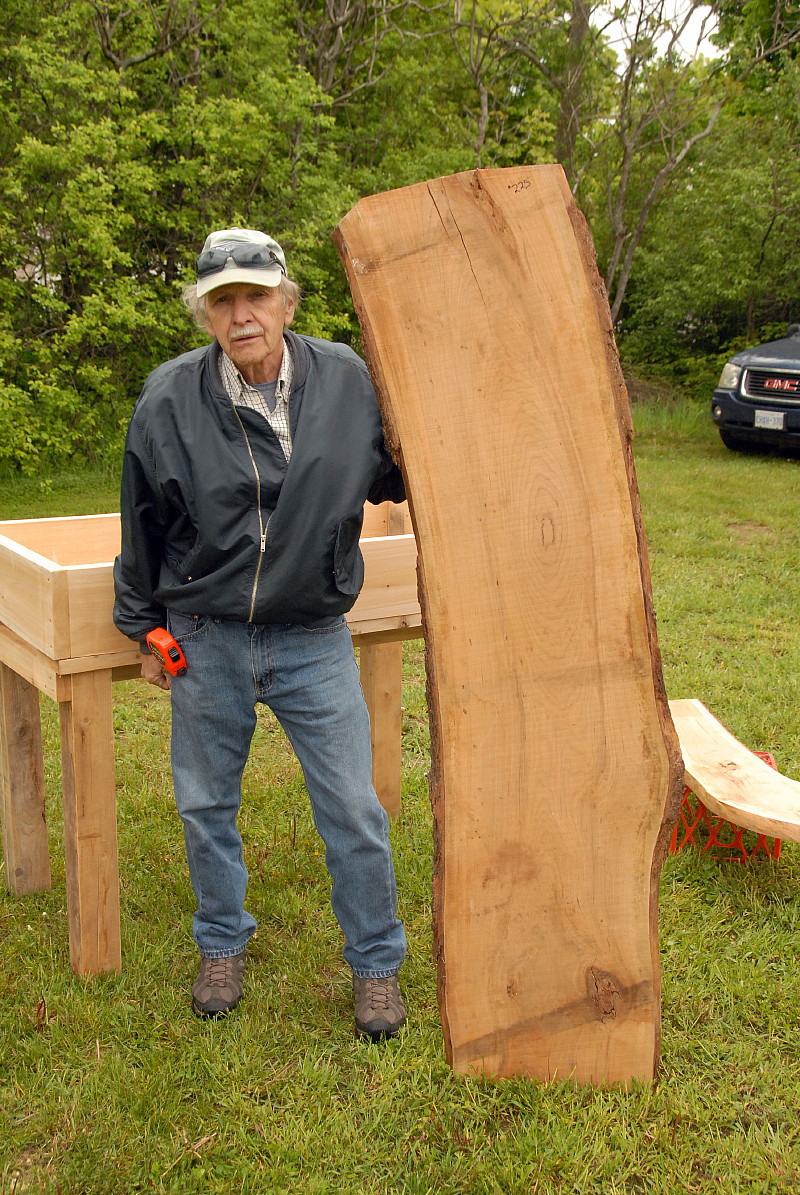 image of a large black cherry wood slab for sale